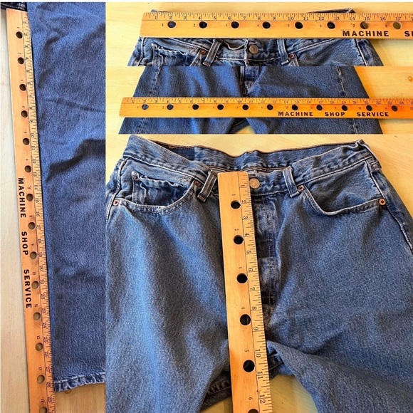 Vintage Levis 501 Jeans 34/32 Actual 29/29 Blue Workwear Denim USA MADE Womens - Picture 8 of 11